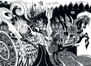 司令官ポルカン-1907年のオペラ「黄金のおんどり」のキャラクターのイラスト 作： Neale Osborne